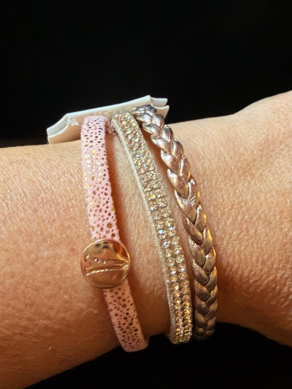 Pink and Rose Gold Layered Women's Bracelet Set
